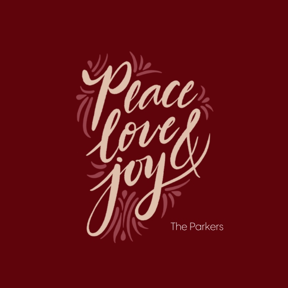 Peace Love And Joy Aluminium Square Christmas Ornament, Gifts Red