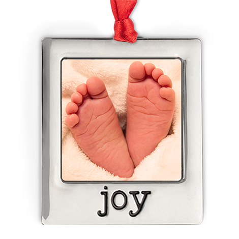 Silver Plate Joy Photo Ornament