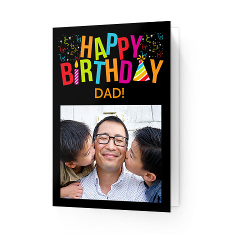 dad with sons on happy bithday card for dad