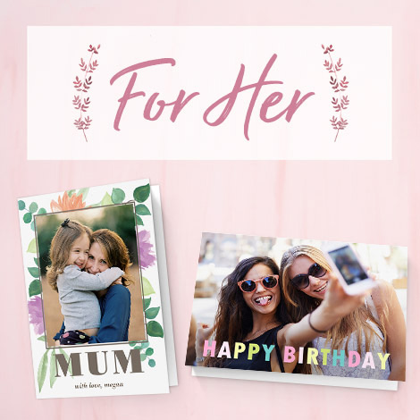 Image of a mum and happy birthday cards