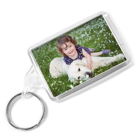Acrylic Keyring with picture of girl and dog