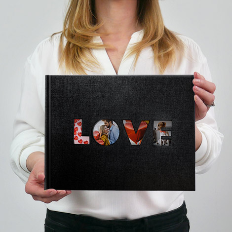 11x8" LINEN HARDCOVER BOOK WITH LOVE CUT-OUT