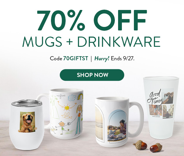 70% off Photo Mugs