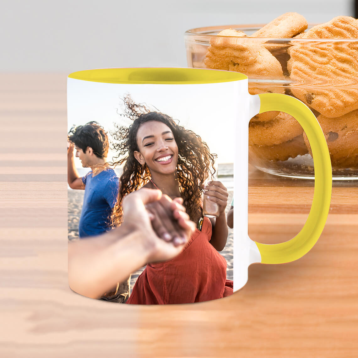 An image of Personalised Photo Mug (Yellow) | Yellow Coffee Mug 11Oz (330Ml) | By Truprint